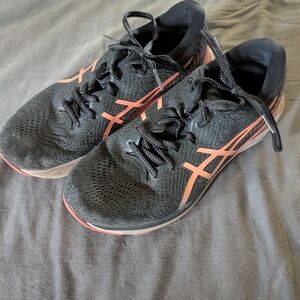 Asics Black and Coral Running Shoes